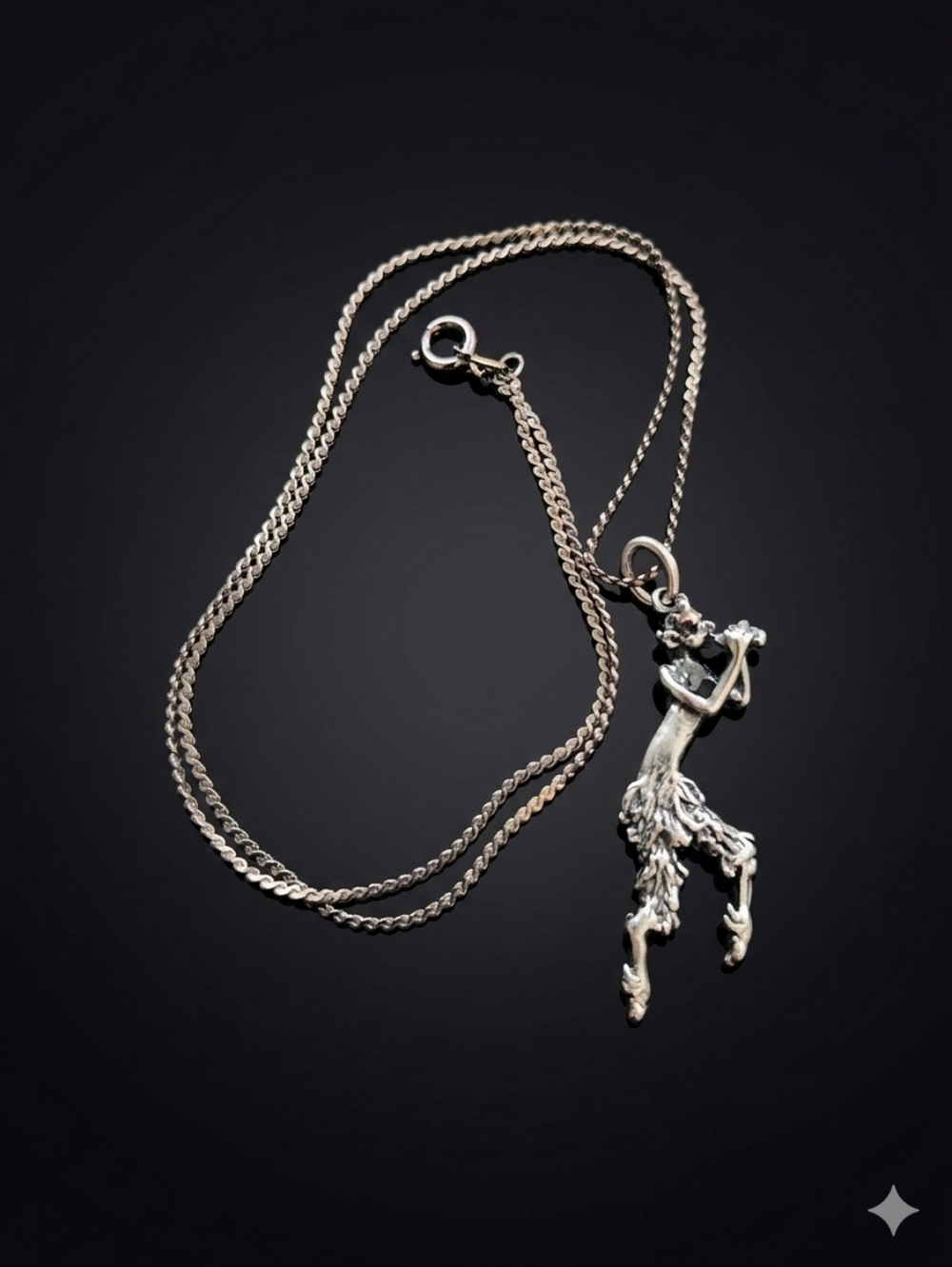 Sterling Silver Greek God 'Pan' Charm With Chain